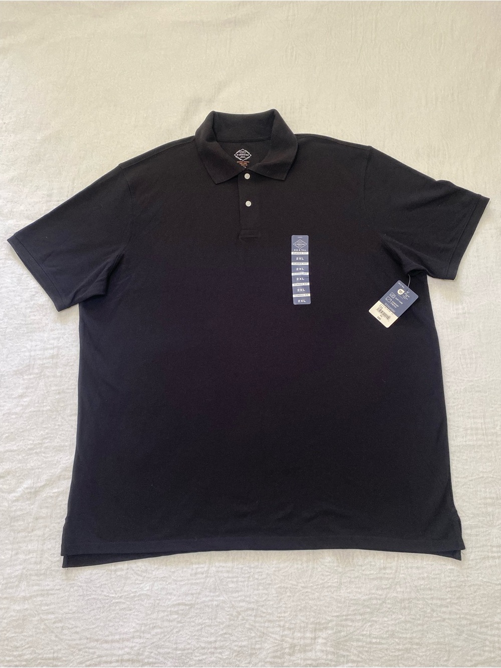 St. John’s Bay Mens  2XL Big Tall Classic Fit Polo Shirt Black Casual Comfort